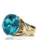 Vintage Handwerk Ring Aquamarine 8K Gelbgold vrc029x-aq Art Deco UdSSR sowjetischer russischer Stil